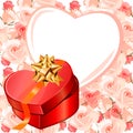 Heart-shaped frame and gift box Royalty Free Stock Photo