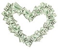 Heart shaped frame made with dollar banknotes Royalty Free Stock Photo