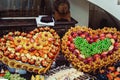 Heart-shaped frame made of fruit
