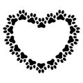 Heart shaped frame made of paw prints Royalty Free Stock Photo