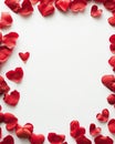 A heart shaped frame made of red rose petals Generative AI Royalty Free Stock Photo