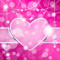 Heart-shaped frame on sparkly hot pink background Royalty Free Stock Photo