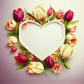 Heart shaped frame with spring flowers for International Women's Day, Motherâs day, 8 March, Valentine's Day Royalty Free Stock Photo