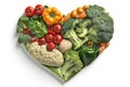 Heart shaped Fresh Vegetables detox diet and immune boosting food concept. Royalty Free Stock Photo