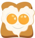 Heart shaped fried egg on baked toast Royalty Free Stock Photo