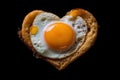 heart shaped fried egg illustration top view generative ai Royalty Free Stock Photo