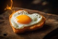 heart shaped fried egg illustration top view generative ai Royalty Free Stock Photo