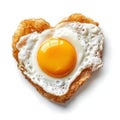 Heart-Shaped Fried Egg on White Background. Generative ai Royalty Free Stock Photo