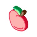 Heart shaped fruit isometric icon vector illustration