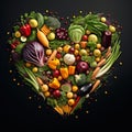 Heart shaped fruit and vegetable fresh food healty lifestyle