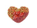 Heart shaped fruits isolated in white
