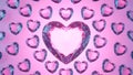 Heart-shaped gemstones on pink background Royalty Free Stock Photo
