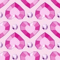 Heart shaped gemstones seamless background