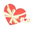 Heart Shaped Gift Box with Bow and Tag for Valentine s Day Vector Illustration Royalty Free Stock Photo