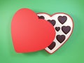 Heart shaped gift box having chocolates. 3D. Royalty Free Stock Photo