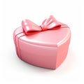 Heart shaped gift box with a ribbon, 3D illustration, simple basic cute cartoon, romantic gesture