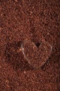 Heart shaped glass with grated dark chocolate