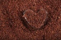 Heart shaped glass with grated dark chocolate