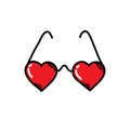Heart shaped glasses doodle icon, vector illustration Royalty Free Stock Photo