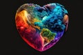 Heart Shaped Globe Of North America and South America - Ai Generative