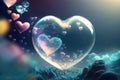 Heart shaped glowing air bubble underwater. Romantic concept wallpaper. Royalty Free Stock Photo