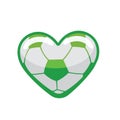 Heart Shaped and Green Color Soccer Ball Vector