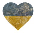 Heart shaped grunge vintage faded flag of Ukraine Royalty Free Stock Photo