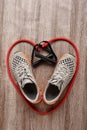 Heart-shaped gymshoes and expander