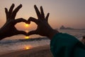 Heart shaped by hand silhouette Royalty Free Stock Photo