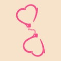 Heart shaped handcuffs silhouette icon. Clipart image isolated on background
