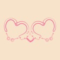 Heart shaped handcuffs silhouette icon. Clipart image isolated on background