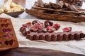 Heart-shaped handmade chocolate candies