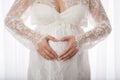 Heart Shaped Hands on a Pregnant Belly Royalty Free Stock Photo