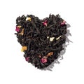 Heart shaped heap of dried black tea Royalty Free Stock Photo
