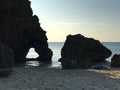 Heart shaped hole in rock at Miyakojima, Okinawa, Japan Royalty Free Stock Photo