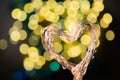 Heart shaped holiday blurred bokeh background. Valentine background. Christmas background. Horizontal