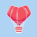 vector heart shaped hot air balloon, date in the sky, transportation for lovers, element for postcards for valentine