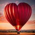 Heart shaped hot air balloon, symbolizing soaring flying love and romance to celebrate Valentine\'s Day