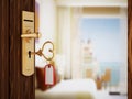 Heart shaped hotel room key Royalty Free Stock Photo