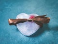 Heart shaped ice cubes with frozen cherry Royalty Free Stock Photo