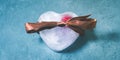 Heart shaped ice cubes with frozen cherry Royalty Free Stock Photo