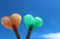 Heart shaped ice in front of the summer sky Royalty Free Stock Photo