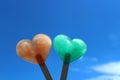 Heart shaped ice in front of the summer sky Royalty Free Stock Photo