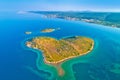 Heart shaped island of Galesnjak in Zadar archipelago aerial vie