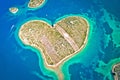 Heart shaped island of Galesnjak in Zadar archipelago aerial view