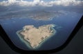 Heart shaped island viewed from plane in Nusa Tenggara, Indonesia