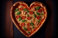 heart shaped italian pizza. delicious pastries.