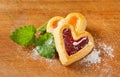 Heart shaped jam cookies Royalty Free Stock Photo