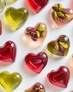 A heart-shaped jellies with pistachios Royalty Free Stock Photo