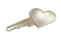 Heart shaped key 3d rendering Royalty Free Stock Photo